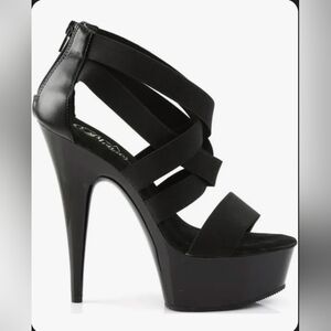 Pleaser Shoes Delight 6" Black Criss-Cross Strappy Heels